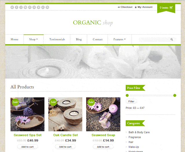 Organic Shop WordPress E-commerce Theme