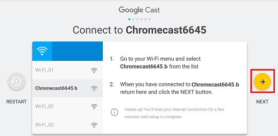 setting up chromecast on a new wifi network
