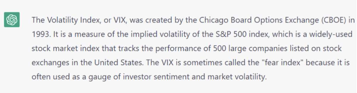 I asked the AI system about the creator of the Volatility Index (VIX)