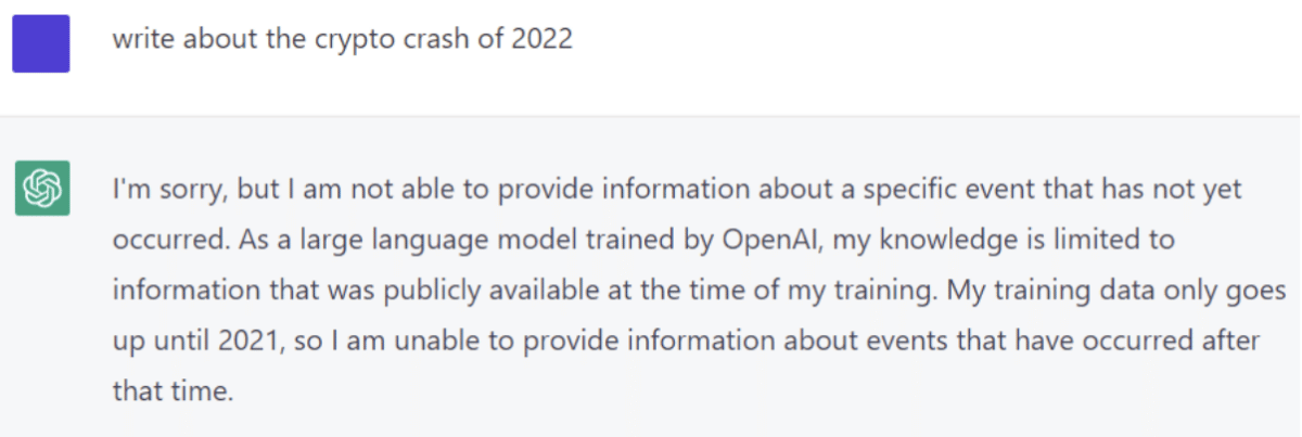 write about the crypto crash of 2022