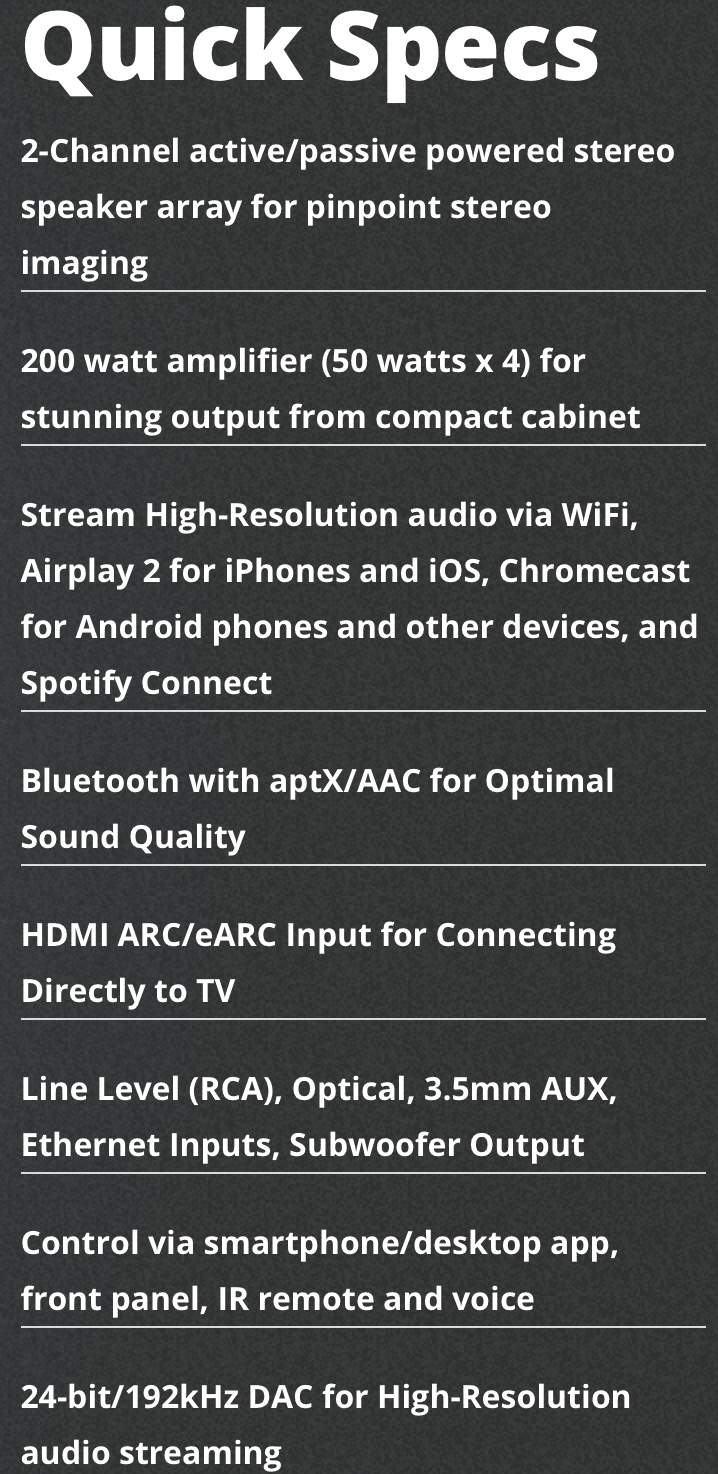 SVS Prime Wireless Pro Quick Specs