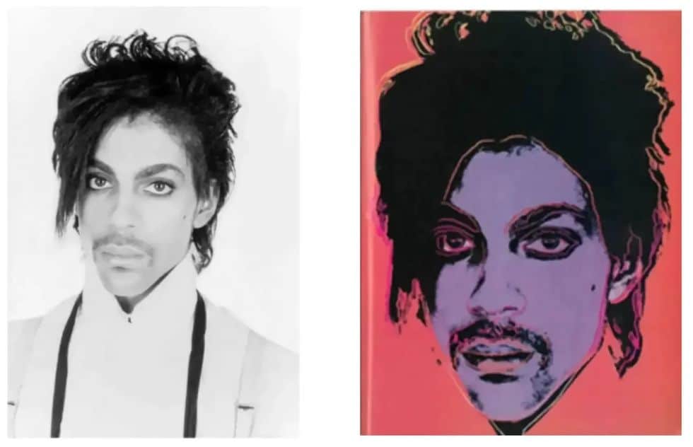 Goldsmith's photograph of Prince as well as one of Warhol's variations of it