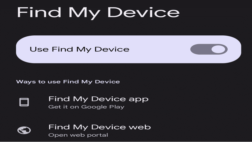 Turn On "Find My Device"