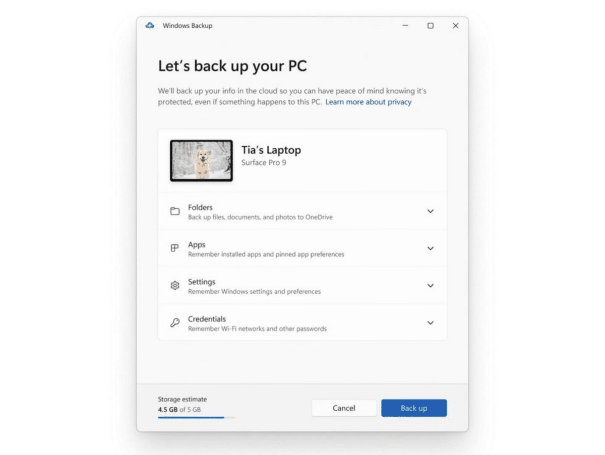 Windows 11 gets cloud backup