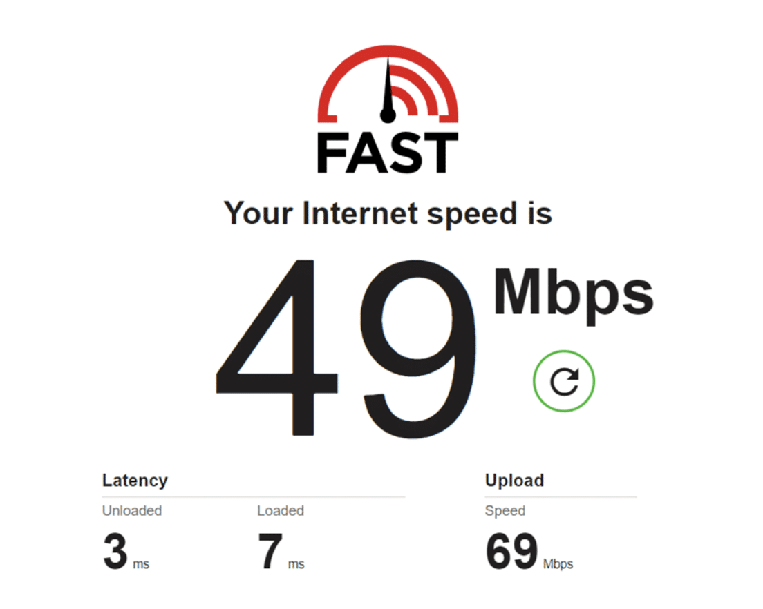 internet speed is between 35-50 Mbps