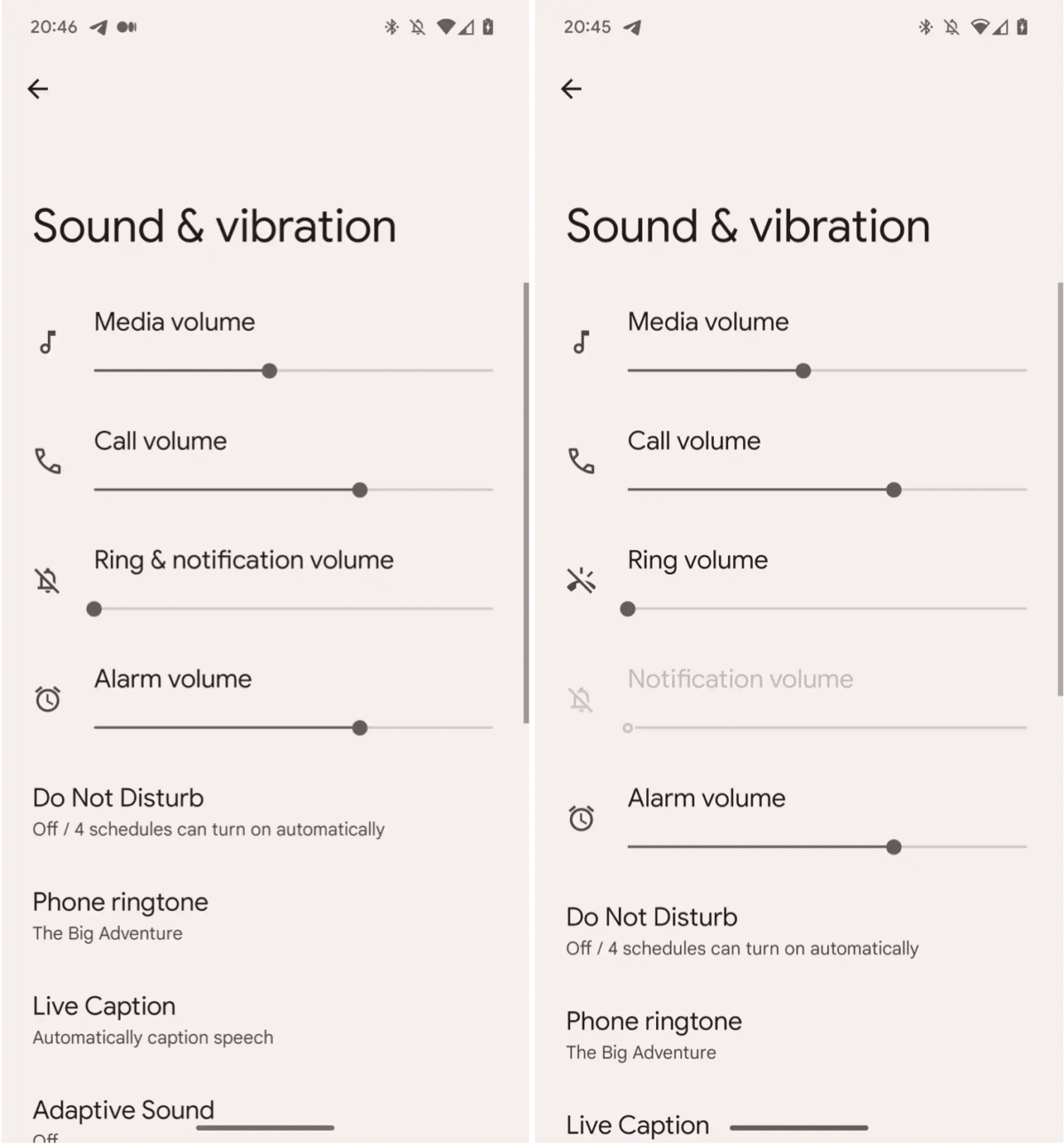 separate notification and ringtone volume