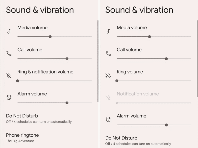 separate notification and ringtone volume