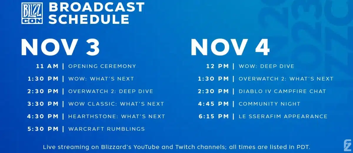 Blizzcon Broadcast Schedule